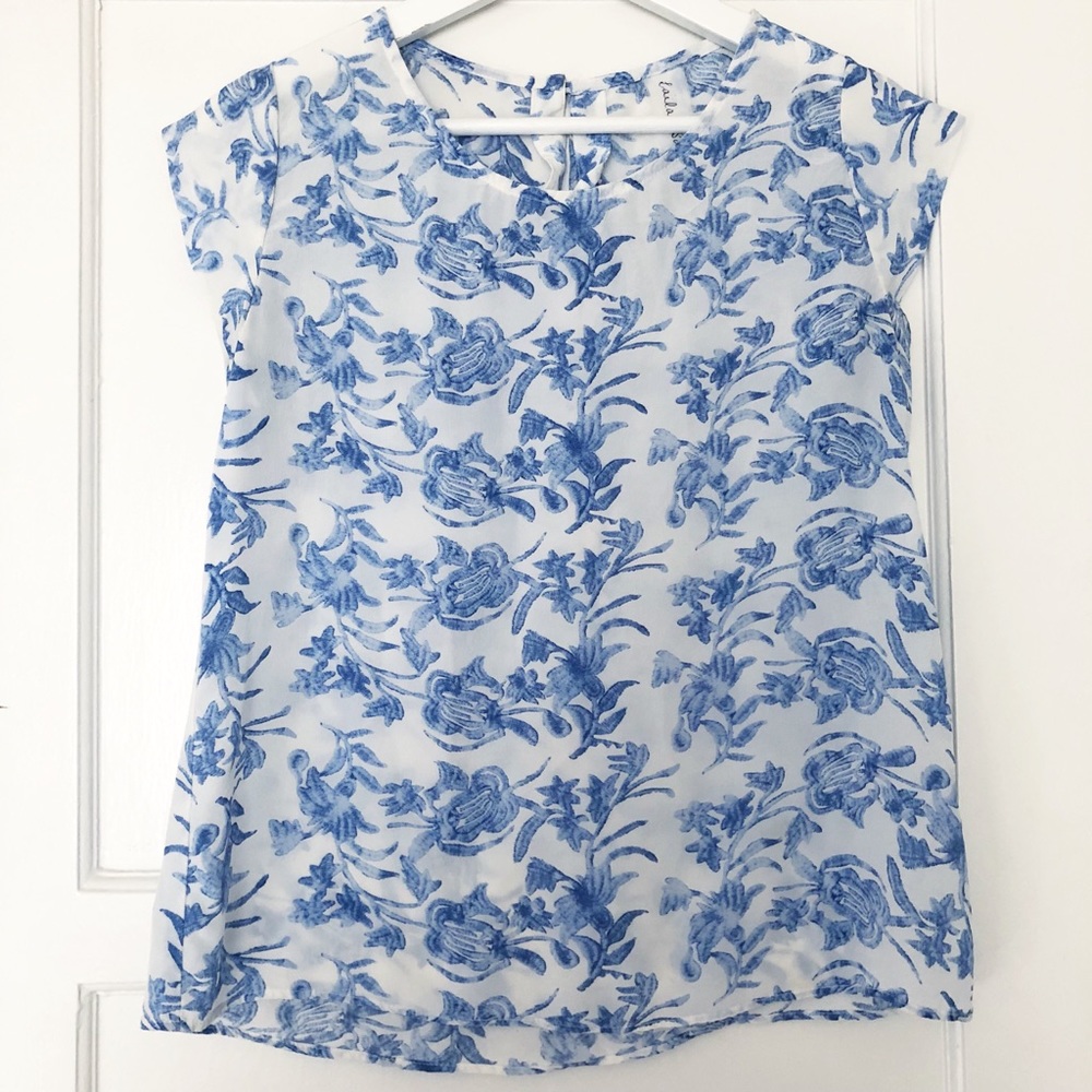 Anthropologie Laila & Savannah Blue Floral Blouse